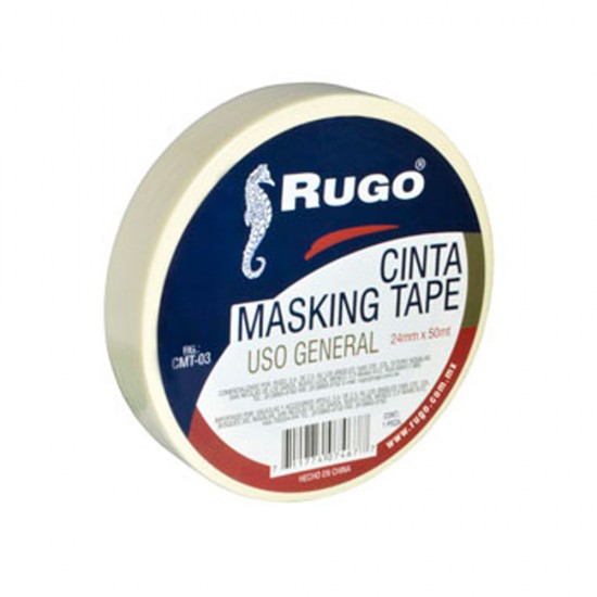 Cinta Masking Tape 24Mm X 50Mt, Rugo RGCMT03