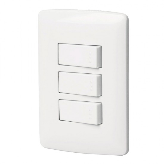 Placa armada 3 interruptores sencillos,blanco,línea Italiana 46463