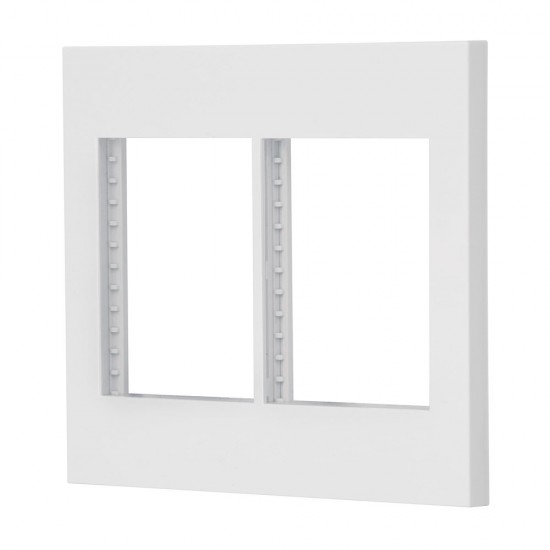 Placa 2 ventanas, 6 módulos, línea Española, color blanco 47065