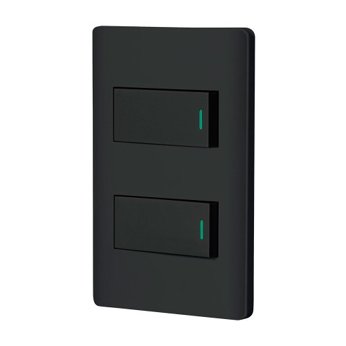 Placa armada negra con 2 interruptores 1 módulo, Lisboa 47887
