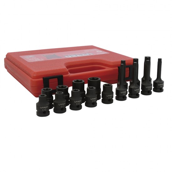 Urrea - 74ET17 - Juego de 16 dado de impacto torx® y hemb