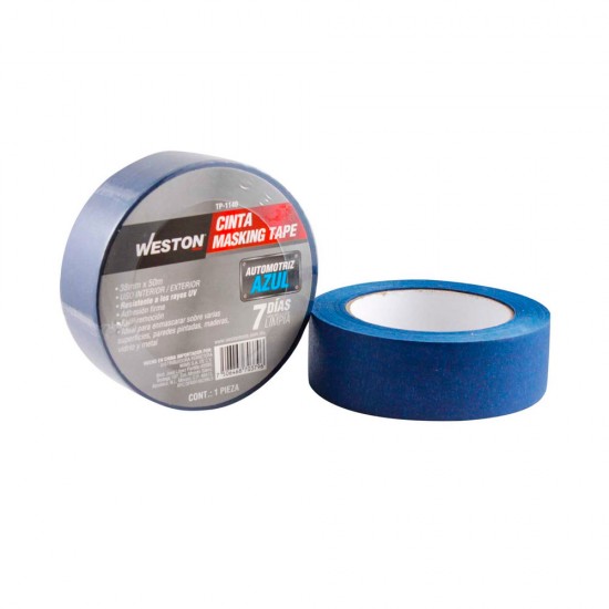 Weston - TP-1140 - Cinta masking tape azul 7 días 38mm x 50