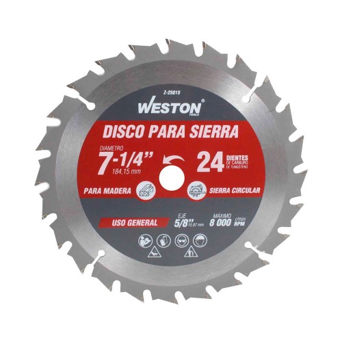 Weston - Z-25015 - Disco para sierra circular p/madera 7-1/