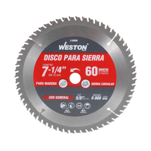 Weston - Z-25030 - Disco p/sierra circular p/madera 7-1/4