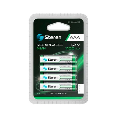 Steren - BAT-NM-AAA/1100 - Paquete 4 pilas aaa recargables 1100mah