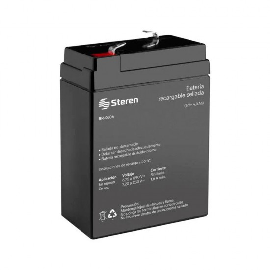 Steren - BR-0604 - Bateria sellada de acido-plomo, 6vcc