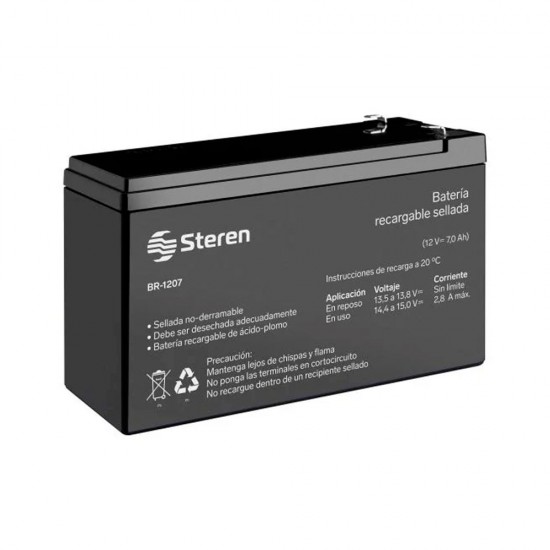 Steren - BR-1207 - Bateria sellada de acido-plomo 12vcc 7ah