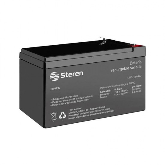 Steren - BR-1212 - Bateria sellada d/acido-plomo 12vcc 12ah