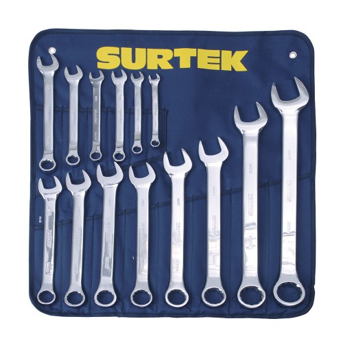 Surtek - 100561 - Juego de 14 llaves combinadas pulido 12