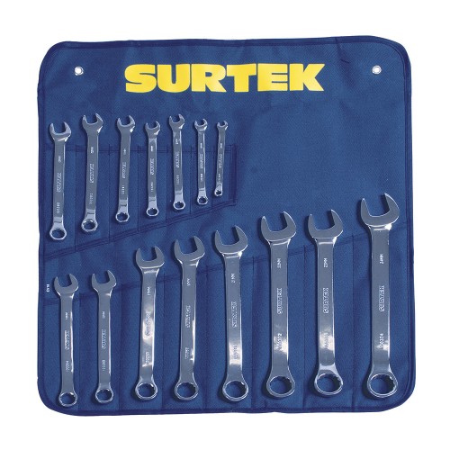 Surtek - 100563 - Juego de 15 llaves combinadas pulido esp