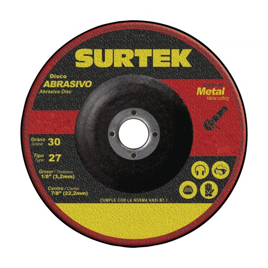 Surtek - 123326 - Disco abrasivo tipo 27 para corte de met