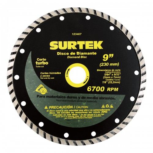 Surtek - 123461 - Disco de diamante corte turbo 4 1/2"