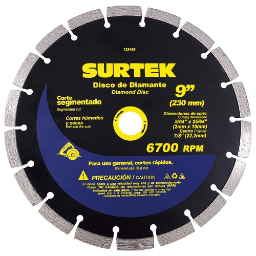 Surtek - 123468 - Disco de diamante corte segmentado 9"