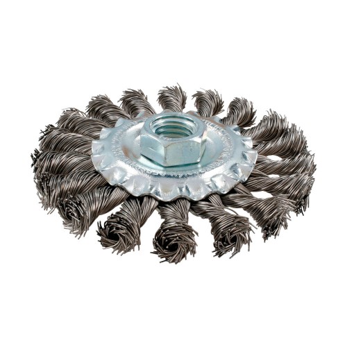 Carda circular ondulada alambre delgado acero inoxidable 4" x 0.30 mm con rosca 5/8" Surtek C623