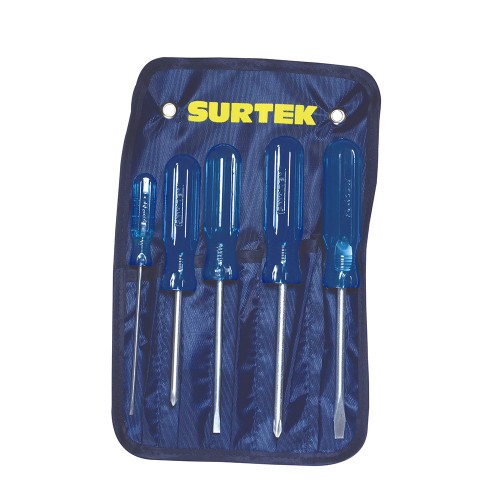 Surtek - D01P - Juego de 5 destornilladores azules combi