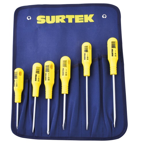 Surtek - D400D - Juego de 6 destornilladores amarillos co