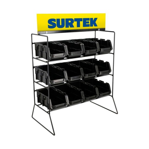 Exhibidor de mostrador para tornillería, 12 gavetas plásticas Surtek RTORG1